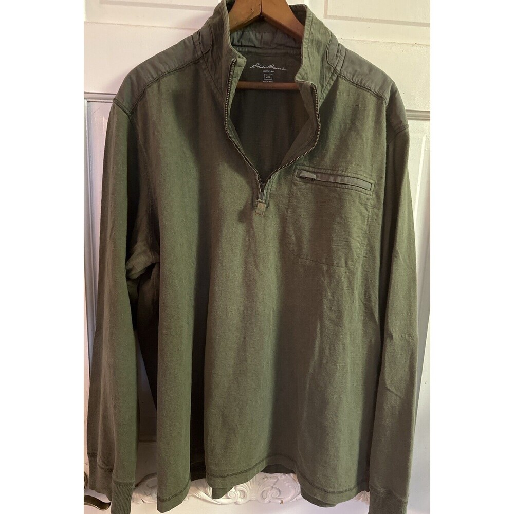 Eddie Bauer Cloud Quarter Zip Fleece. Mens XXL. Pullover Long Sleeve. Green.